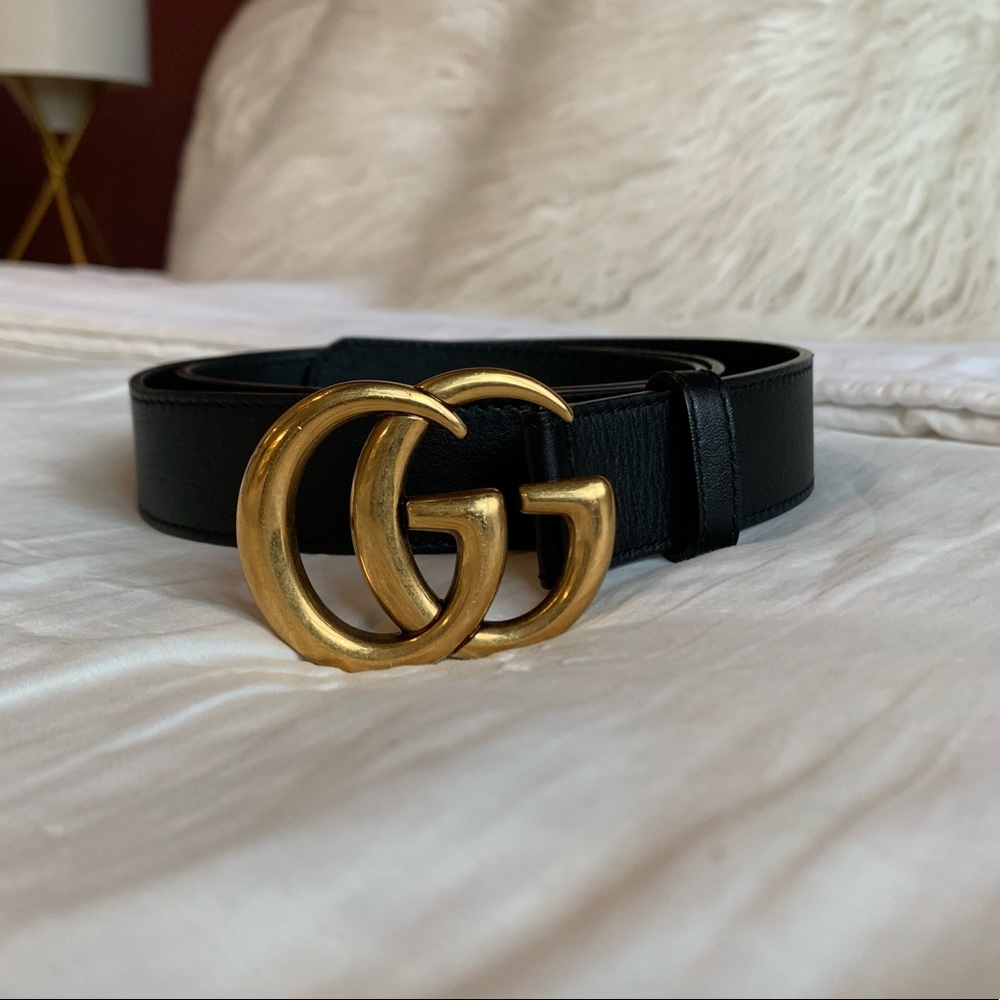 Gucci Marmot Leather belt with Double G buckle